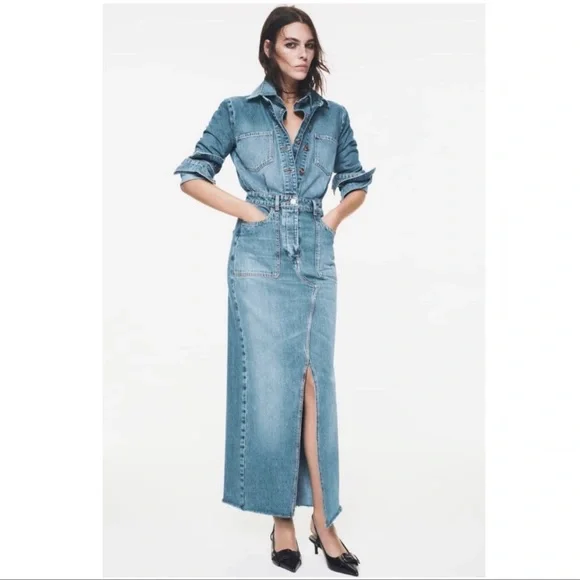 knee length dresses for ladies Back to Virginia Denim Mini Dress